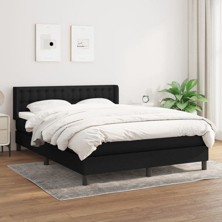 kontinentalseng med madras 140x190 cm stof sort