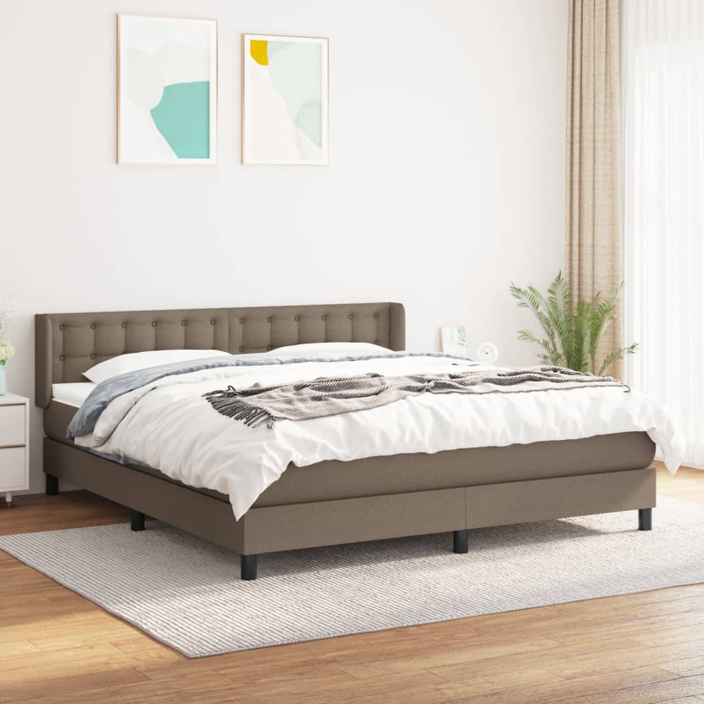 kontinentalseng med madras 160x200 cm stof gråbrun