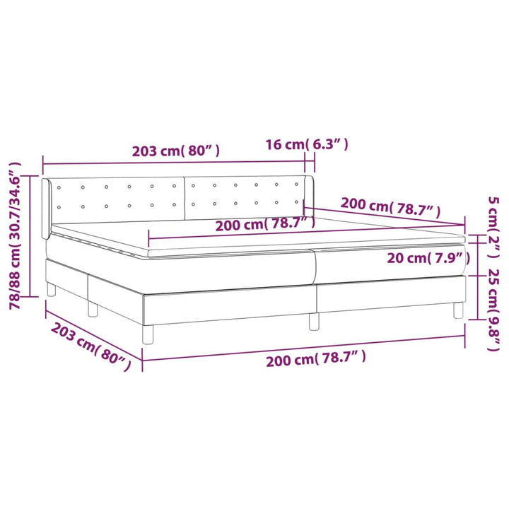 kontinentalseng med madras 200x200 cm stof cremefarvet