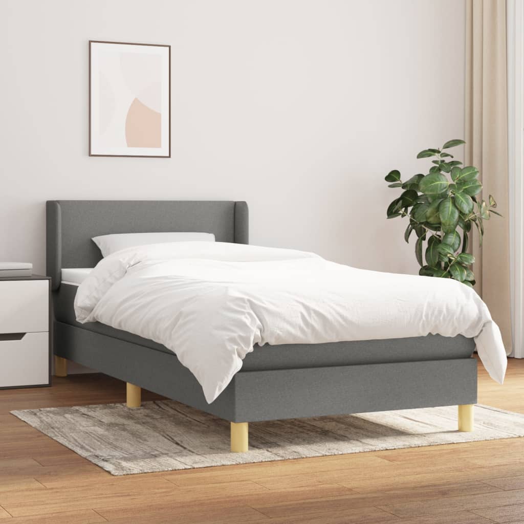 kontinentalseng med madras 90x190 cm stof mørkegrå