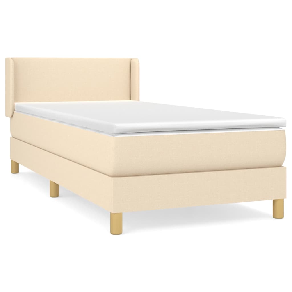 kontinentalseng med madras 90x190 cm stof cremefarvet