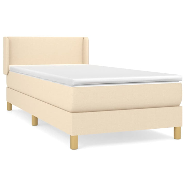 kontinentalseng med madras 90x190 cm stof cremefarvet