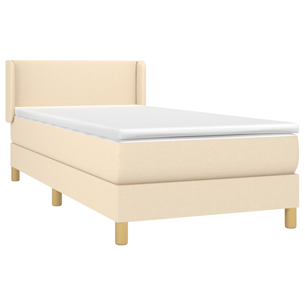 kontinentalseng med madras 90x190 cm stof cremefarvet