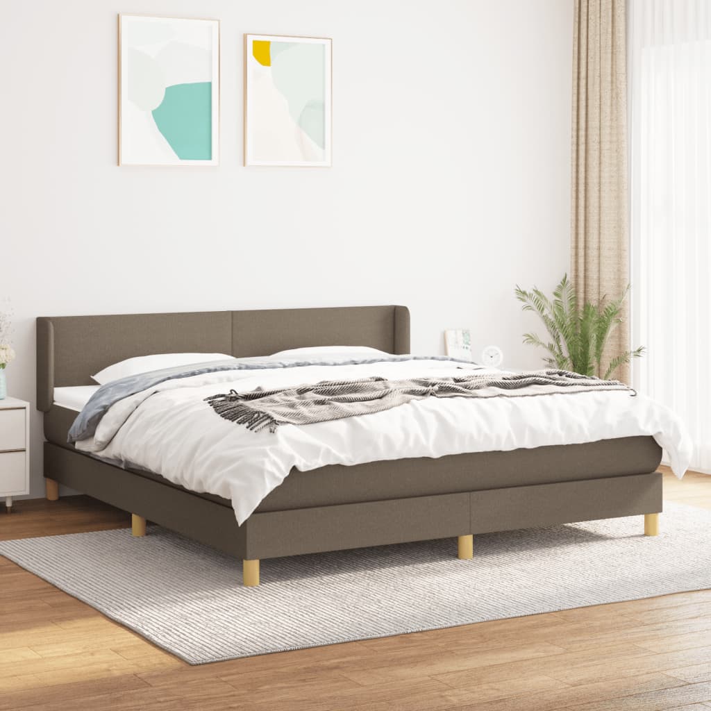 kontinentalseng med madras 160x200 cm stof gråbrun