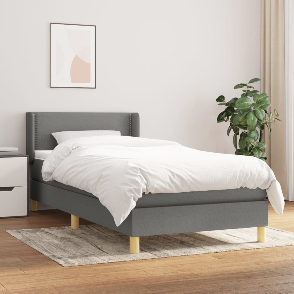 kontinentalseng med madras 80x200 cm stof mørkegrå