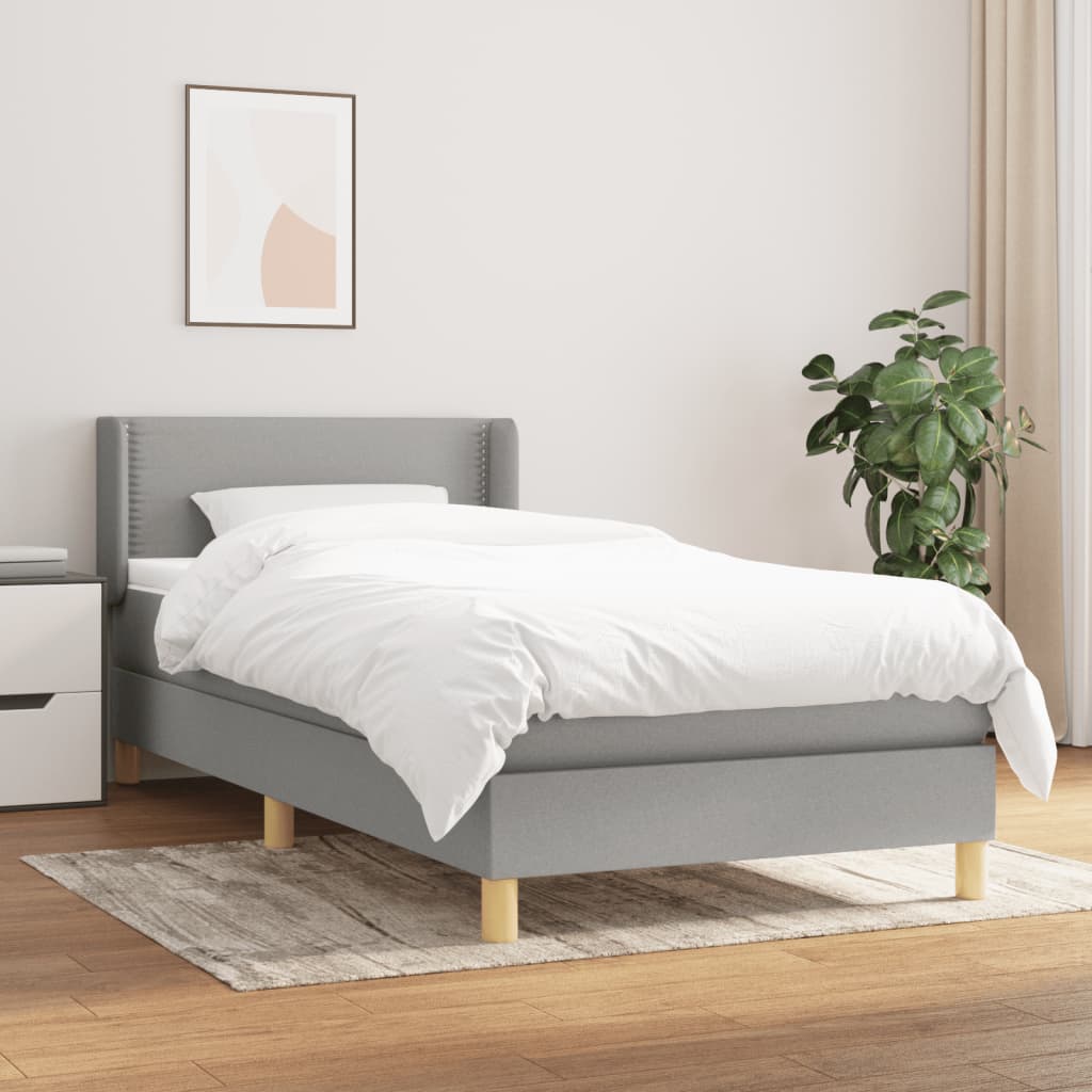 kontinentalseng med madras 90x190 cm stof lysegrå