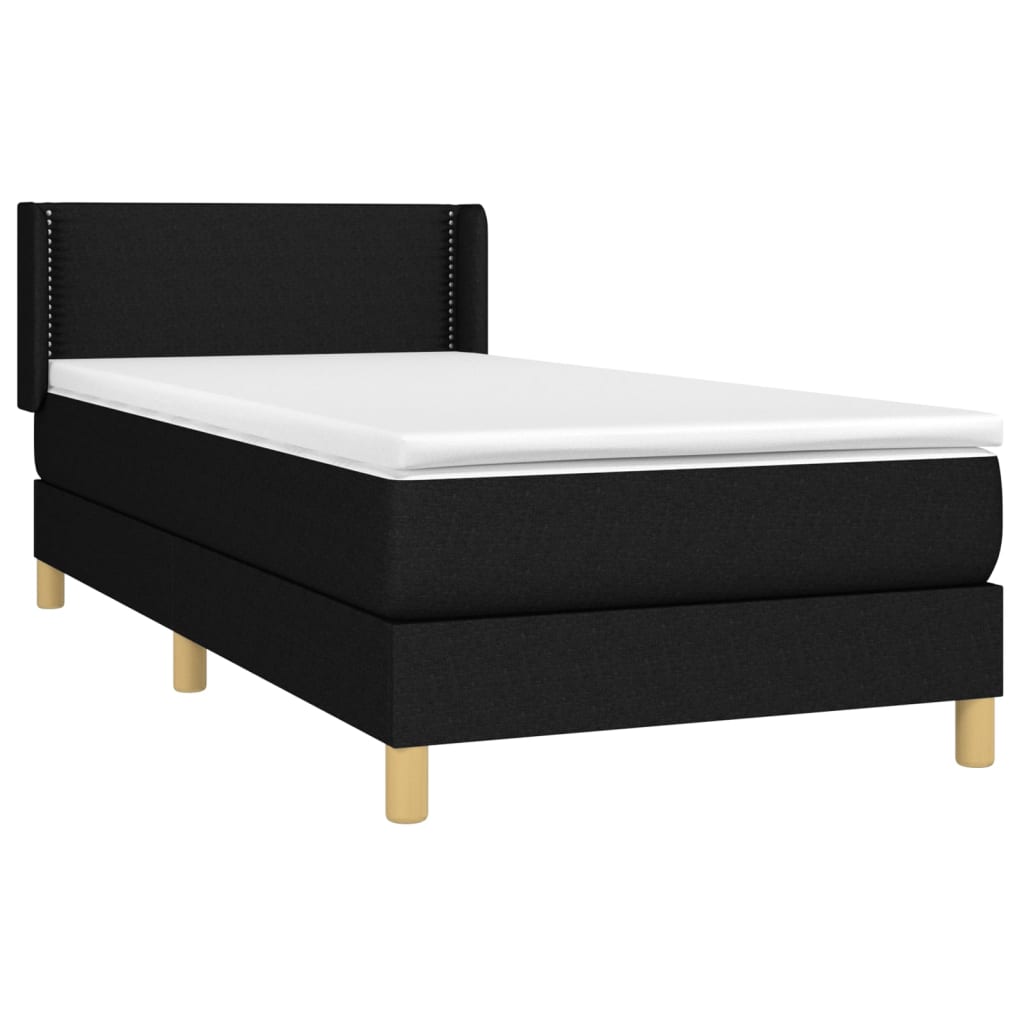 kontinentalseng med madras 90x190 cm stof sort