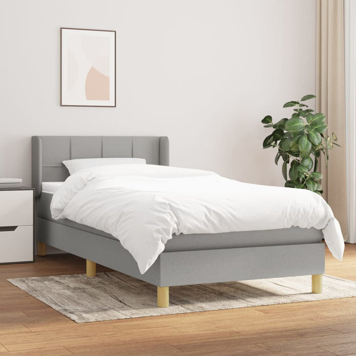 kontinentalseng med madras 90x190 cm stof lysegrå