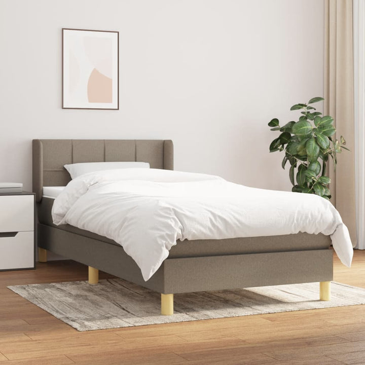 kontinentalseng med madras 90x190 cm stof gråbrun