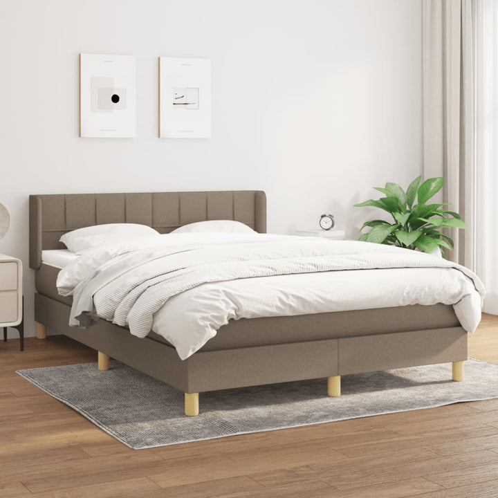 kontinentalseng med madras 140x200 cm stof gråbrun