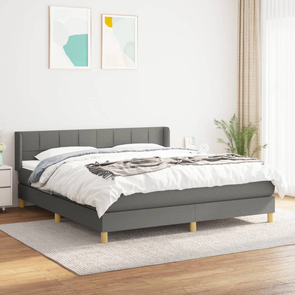 kontinentalseng med madras 160x200 cm stof mørkegrå