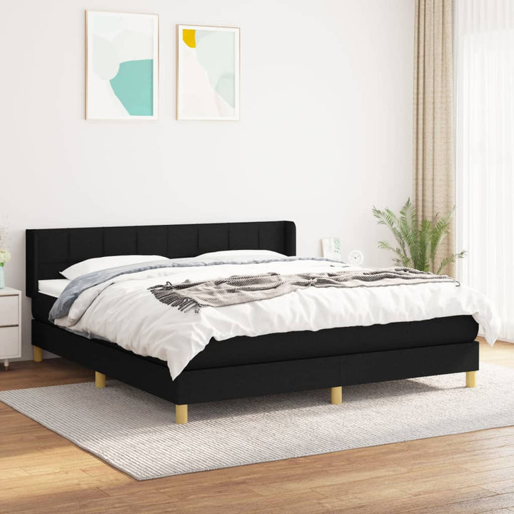 kontinentalseng med madras 160x200 cm stof sort