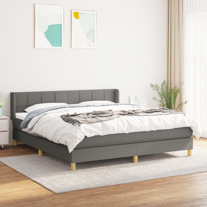 kontinentalseng med madras 180x200 cm stof mørkegrå