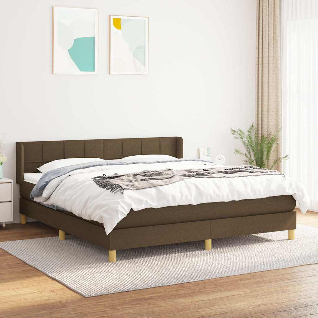 kontinentalseng med madras 180x200 cm stof mørkebrun