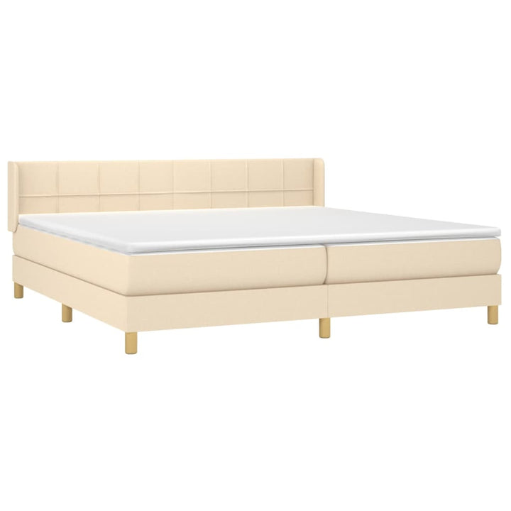 kontinentalseng med madras 200x200 cm stof cremefarvet