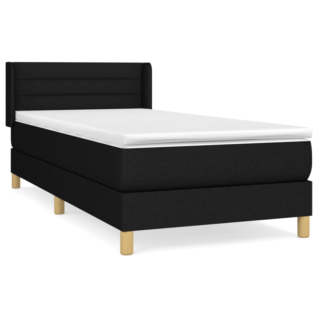 kontinentalseng med madras 90x190 cm stof sort