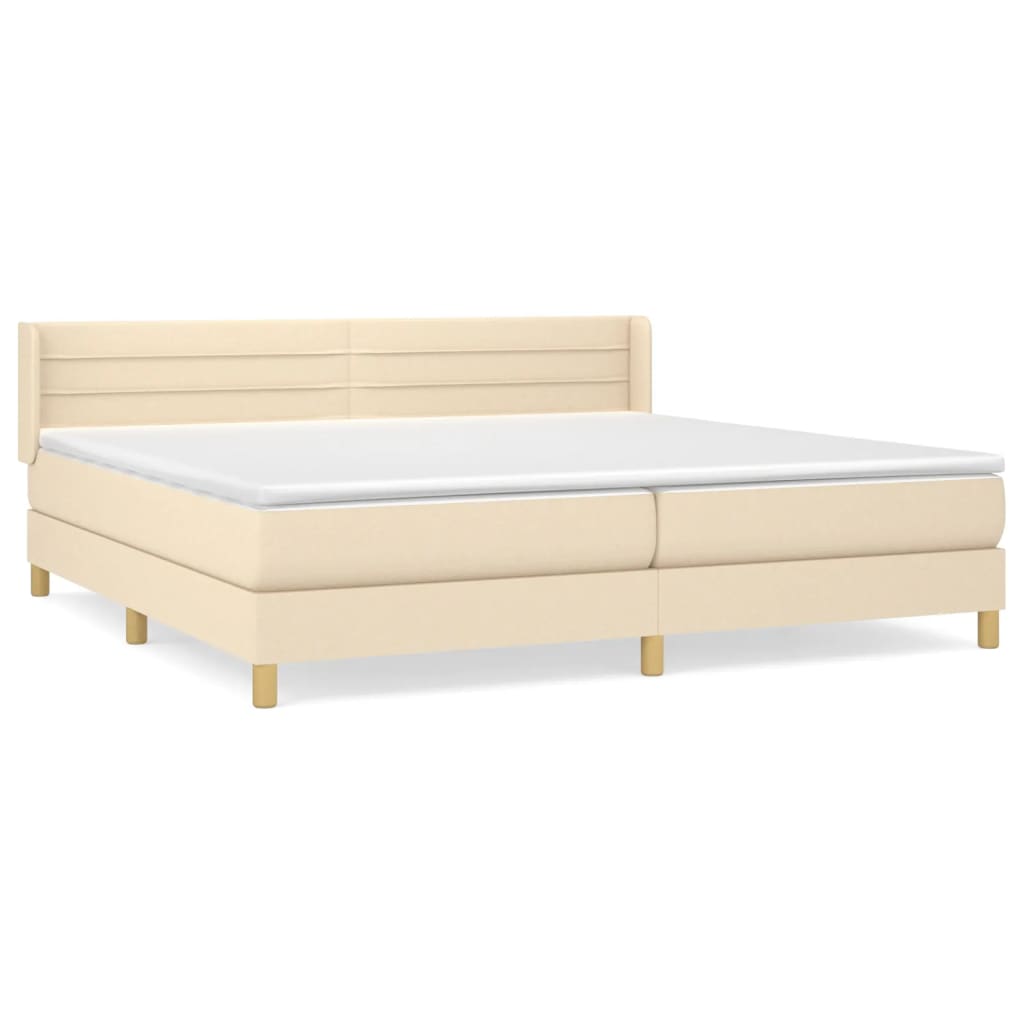 kontinentalseng med madras 200x200 cm stof cremefarvet