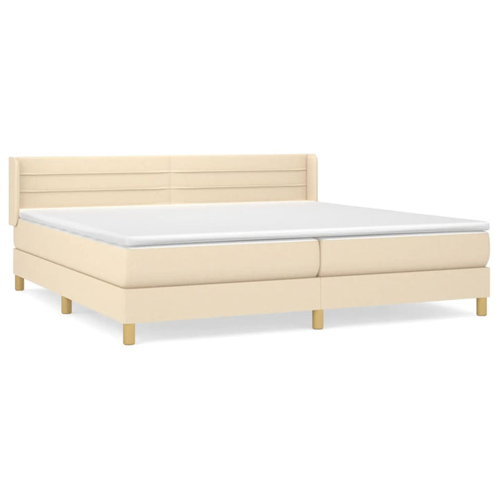 kontinentalseng med madras 200x200 cm stof cremefarvet