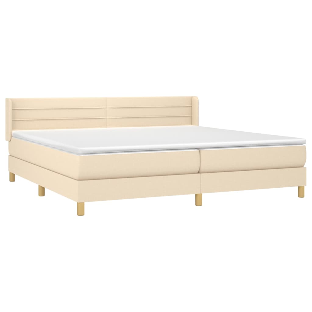kontinentalseng med madras 200x200 cm stof cremefarvet