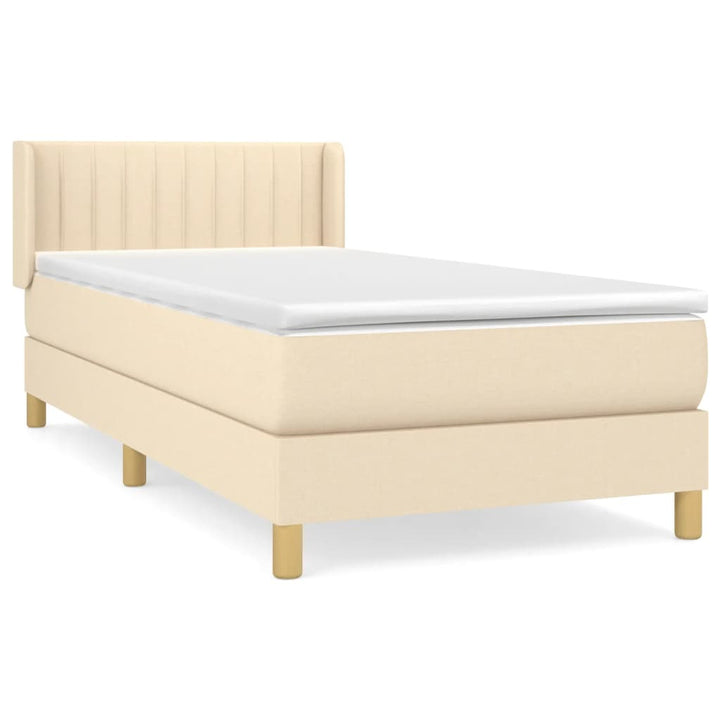 kontinentalseng med madras 90x190 cm stof cremefarvet