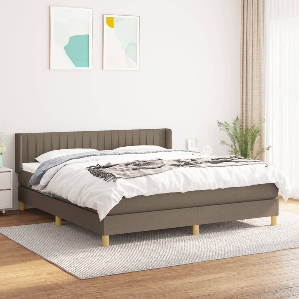 kontinentalseng med madras 160x200 cm stof gråbrun