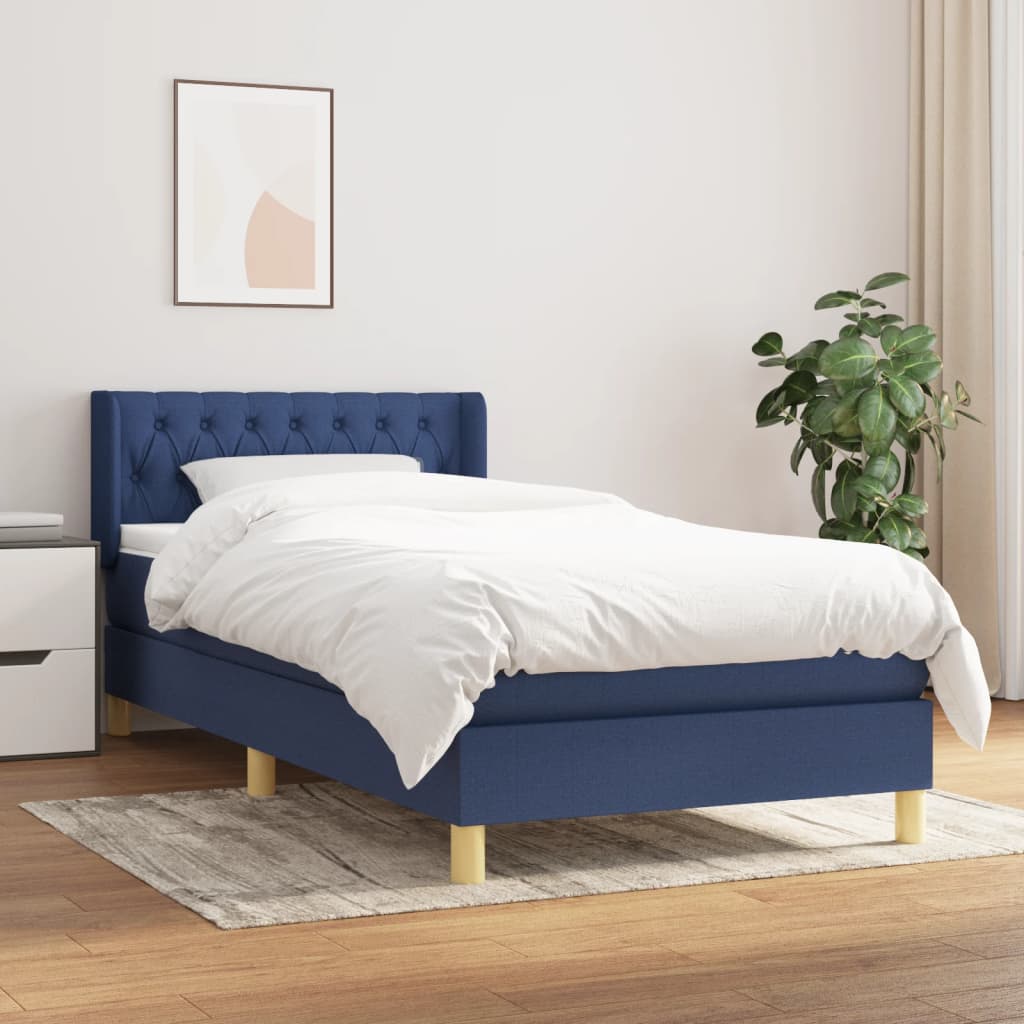 kontinentalseng med madras 90x190 cm stof blå