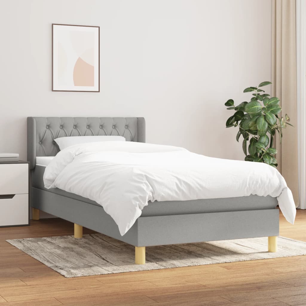 kontinentalseng med madras 90x200 cm stof lysegrå