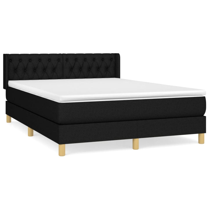 kontinentalseng med madras 140x190 cm stof sort