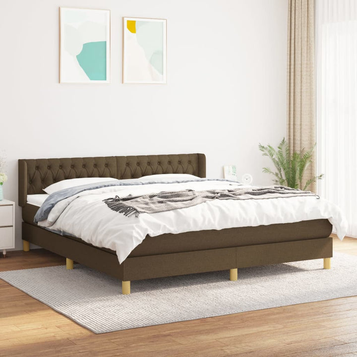 kontinentalseng med madras 180x200 cm stof mørkebrun