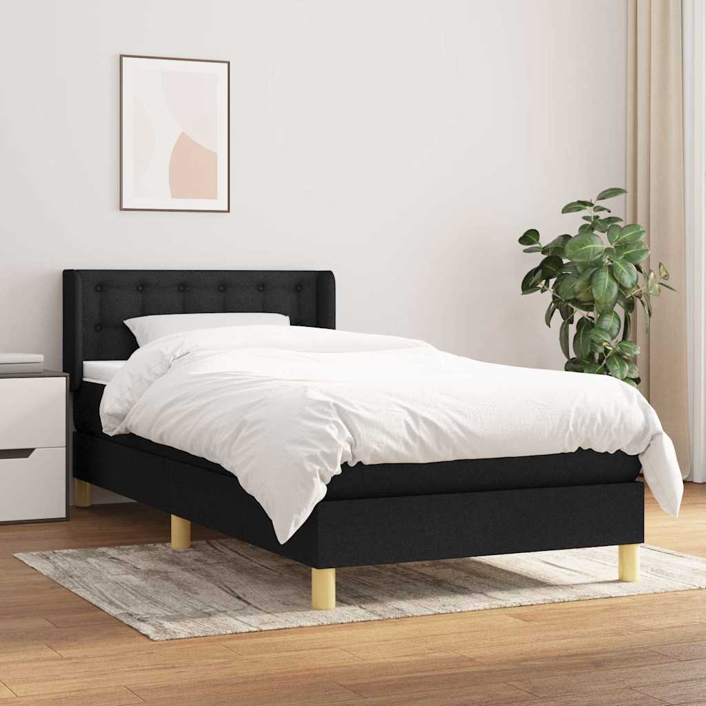 kontinentalseng med madras 100x200 cm stof sort