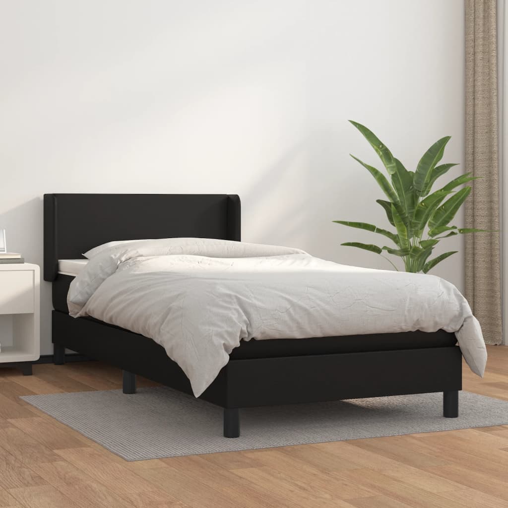 kontinentalseng med madras 90x190 cm kunstlæder sort