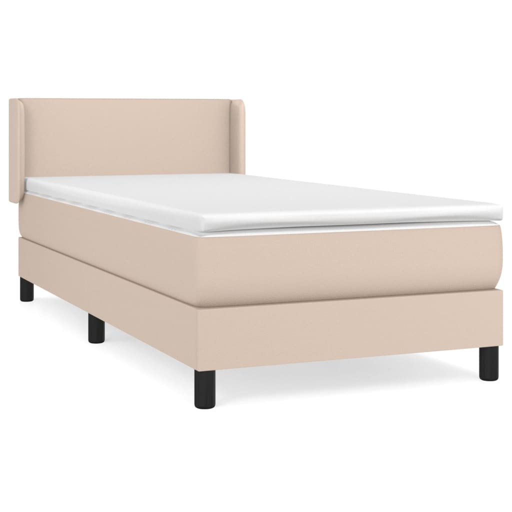 kontinentalseng 90x200 cm kunstlæder cappuccinofarvet
