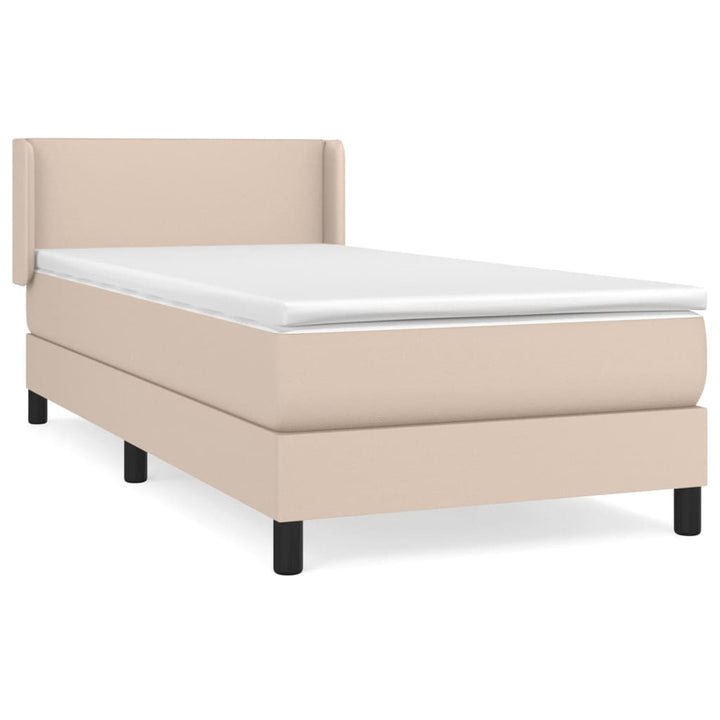 kontinentalseng 90x200 cm kunstlæder cappuccinofarvet