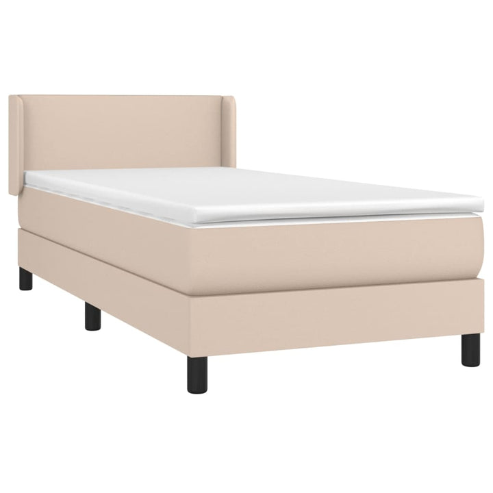 kontinentalseng 100x200 cm kunstlæder cappuccinofarvet