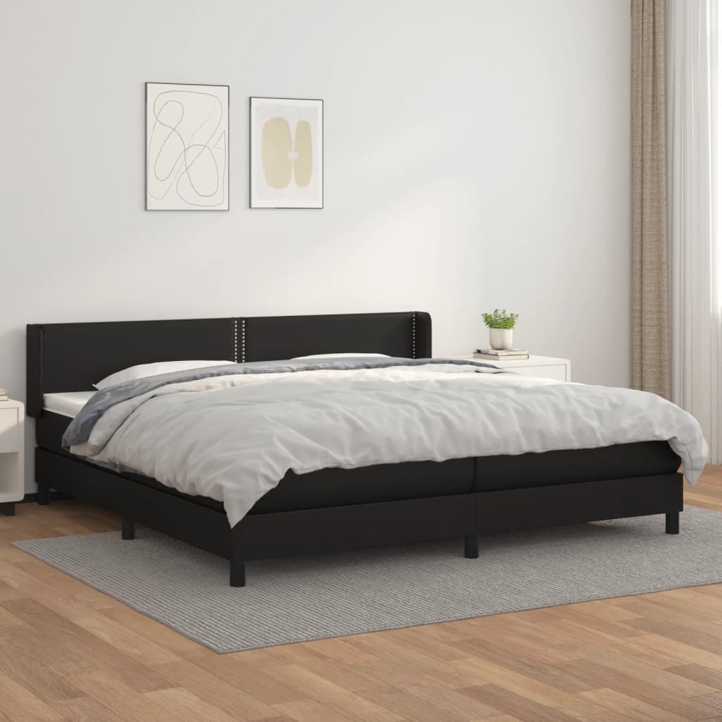 kontinentalseng med madras 200x200 cm kunstlæder sort