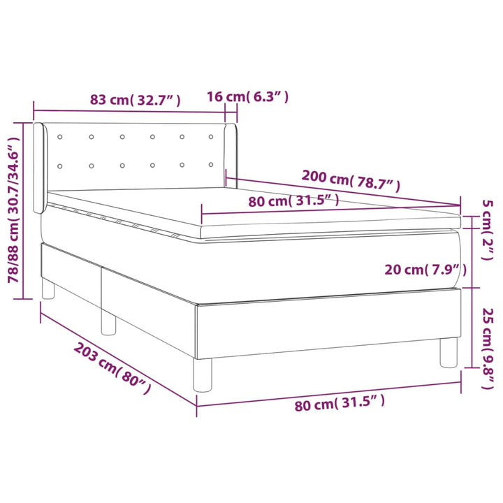 kontinentalseng med madras 80x200 cm kunstlæder cremefarvet