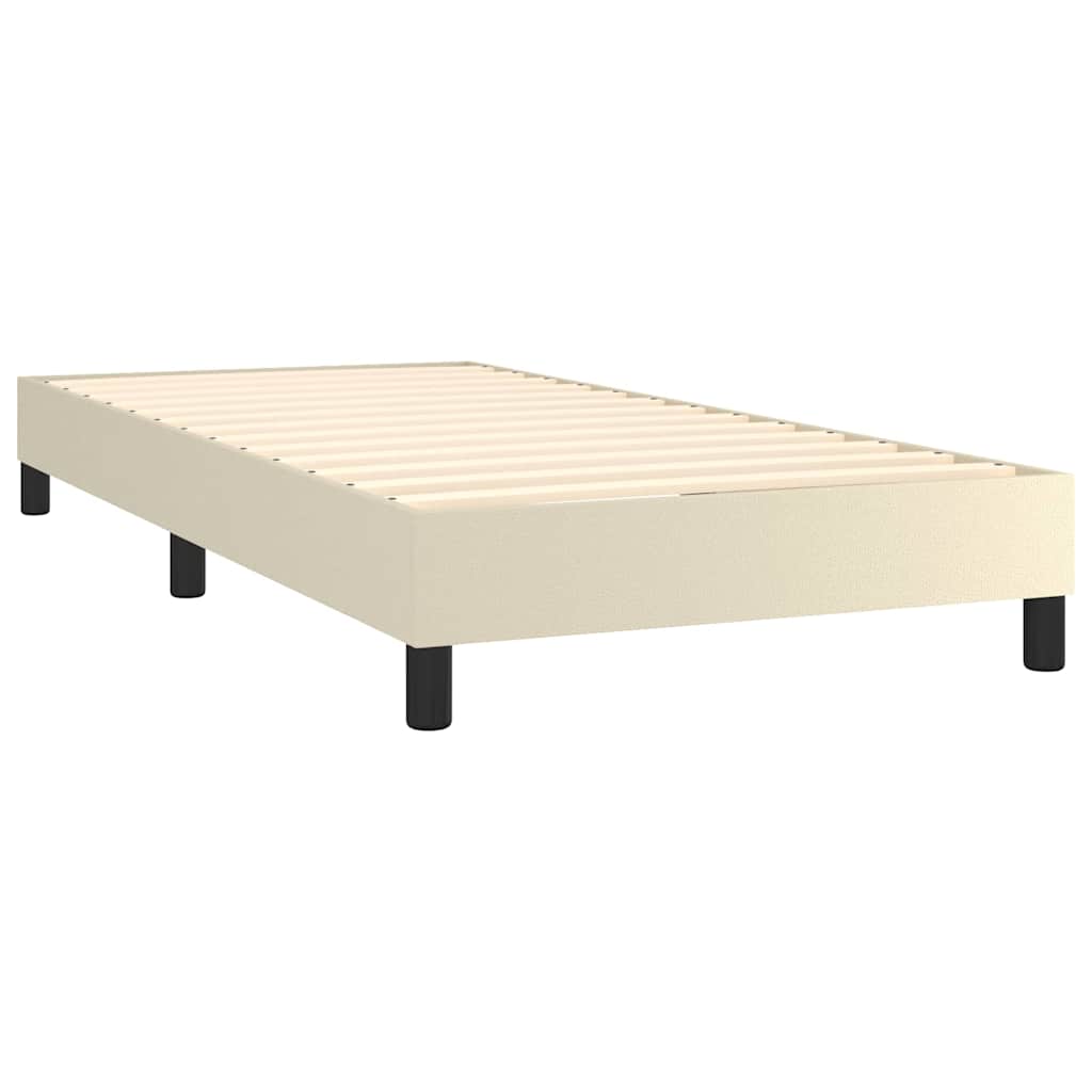 kontinentalseng med madras 90x200 cm kunstlæder cremefarvet