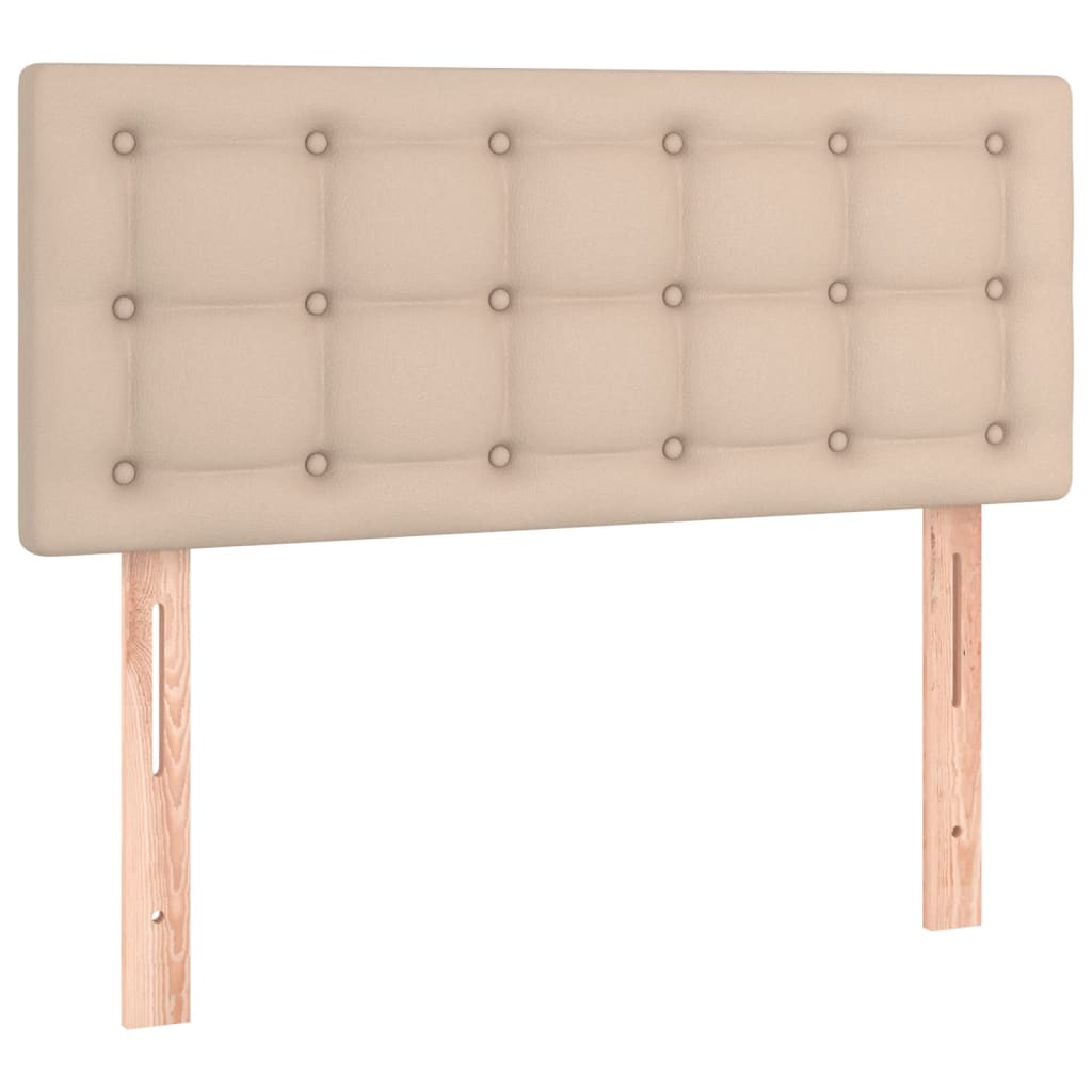 kontinentalseng 100x200 cm kunstlæder cappuccinofarvet