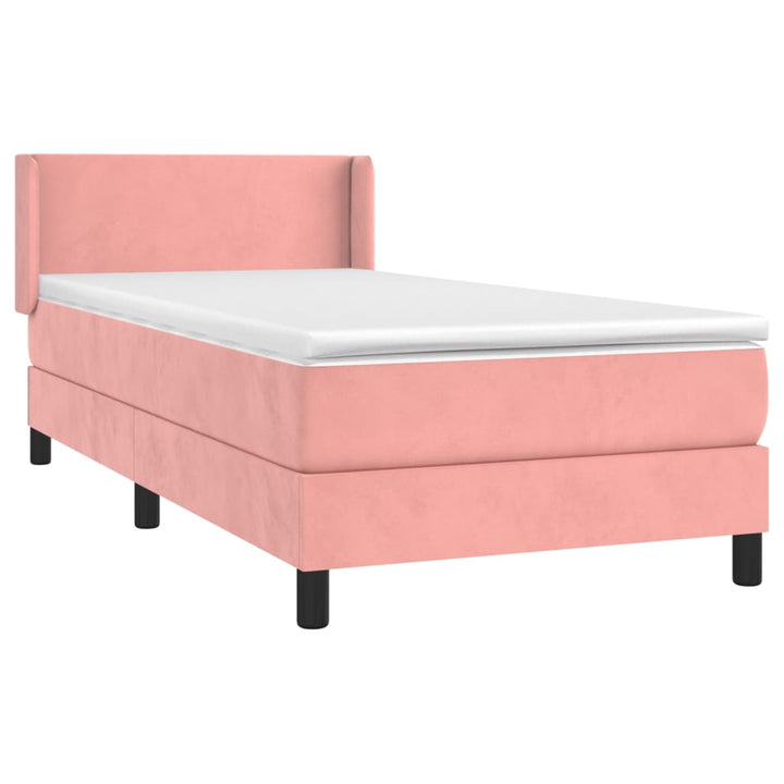 kontinentalseng med madras 90x190 cm fløjl pink