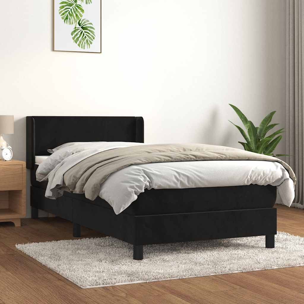 kontinentalseng med madras 90x200 cm fløjl sort