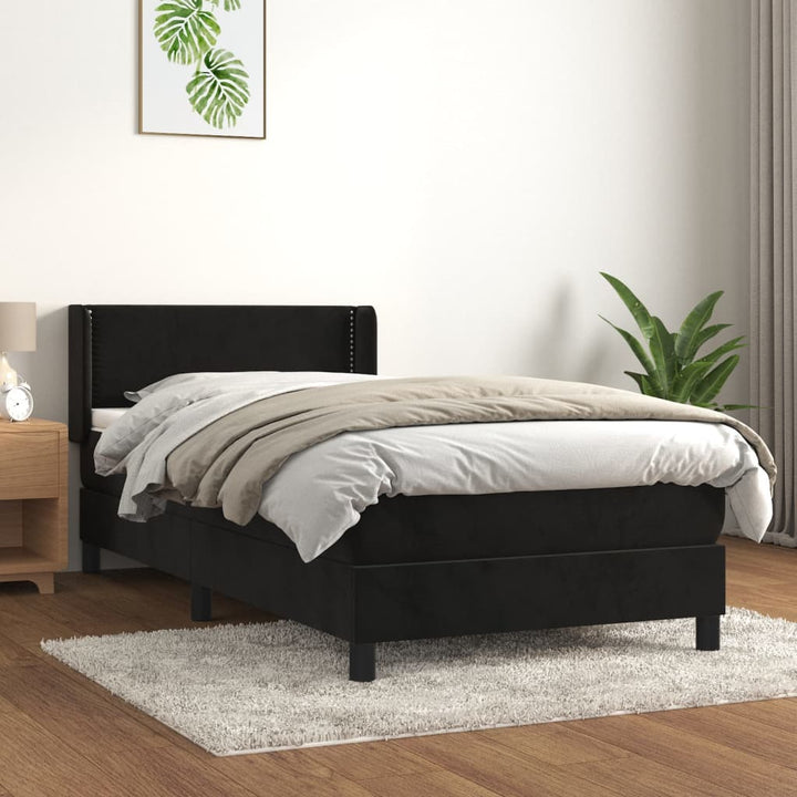 kontinentalseng med madras 90x200 cm fløjl sort