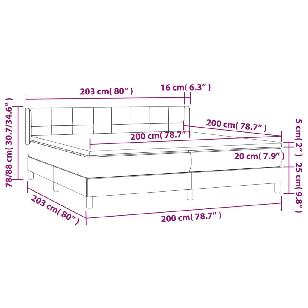 kontinentalseng med madras 200x200 cm fløjl lysegrå