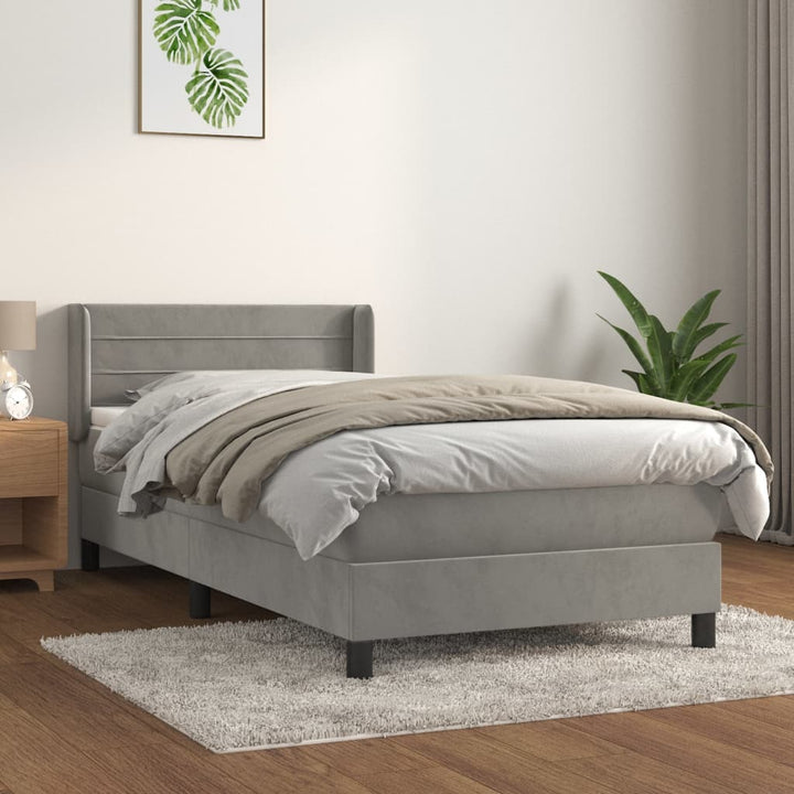 kontinentalseng med madras 80x200 cm fløjl lysegrå