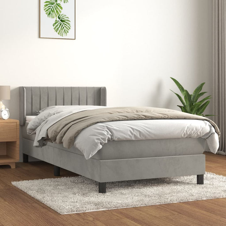 kontinentalseng med madras 80x200 cm fløjl lysegrå