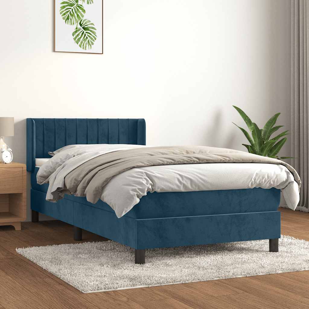 kontinentalseng med madras 80x200 cm fløjl mørkeblå