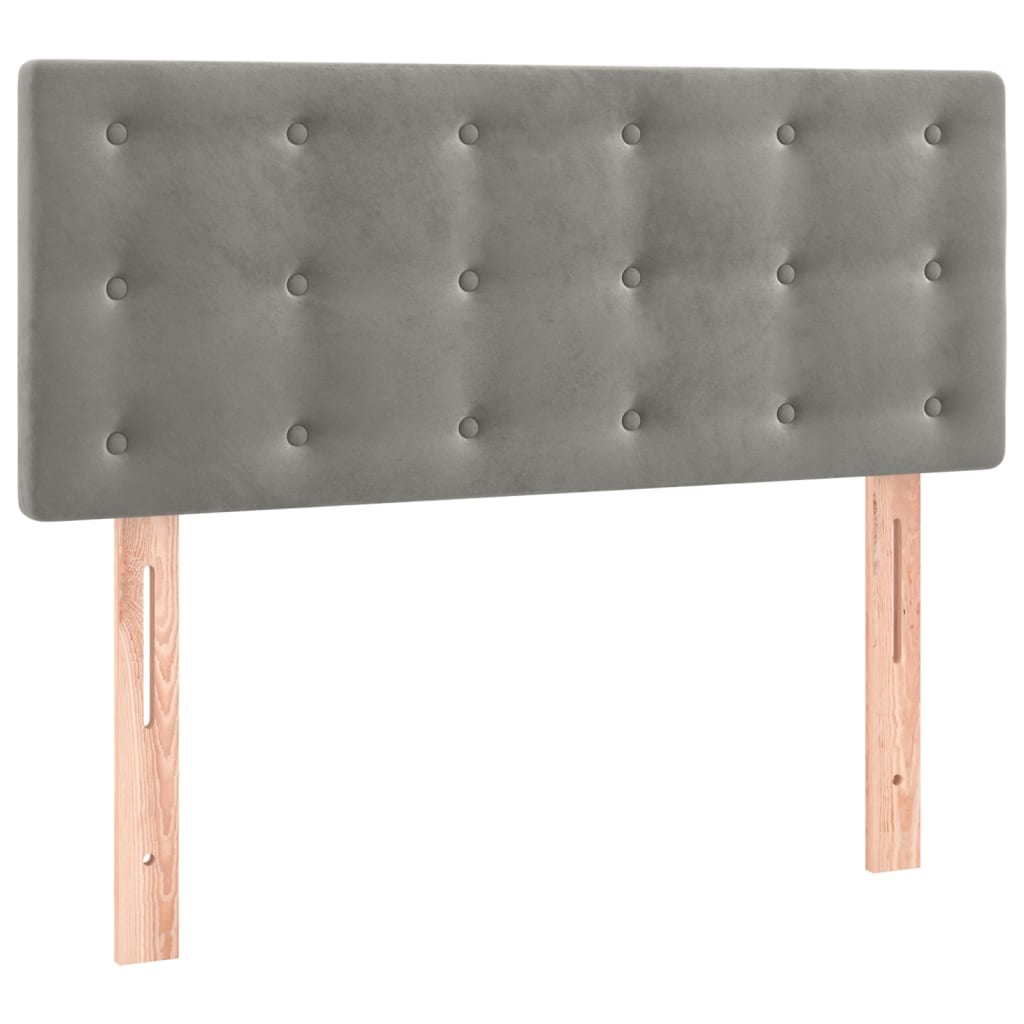 kontinentalseng med madras 90x200cm fløjl lysegrå