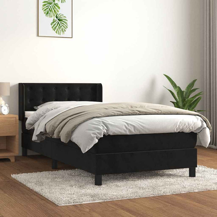 kontinentalseng med madras 100x200 cm fløjl sort