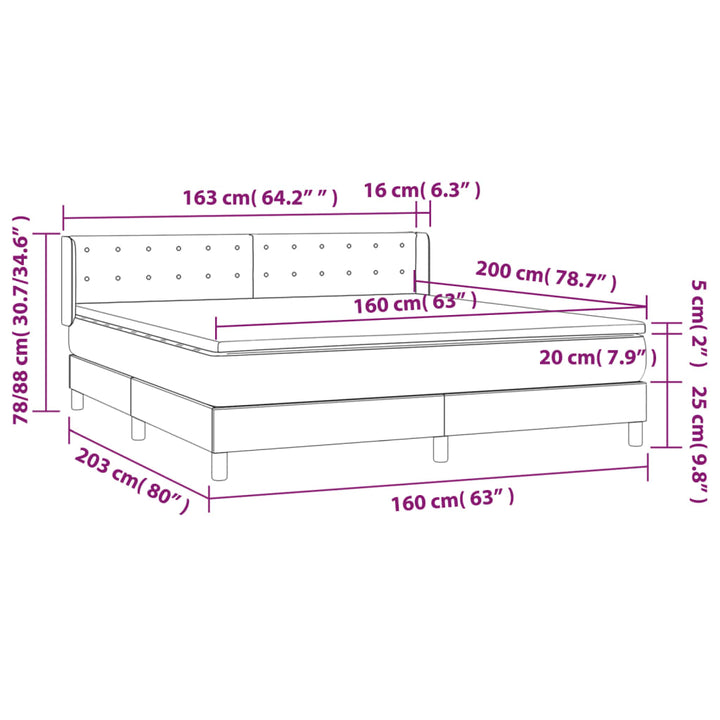 kontinentalseng med madras 160x200 cm fløjl mørkeblå