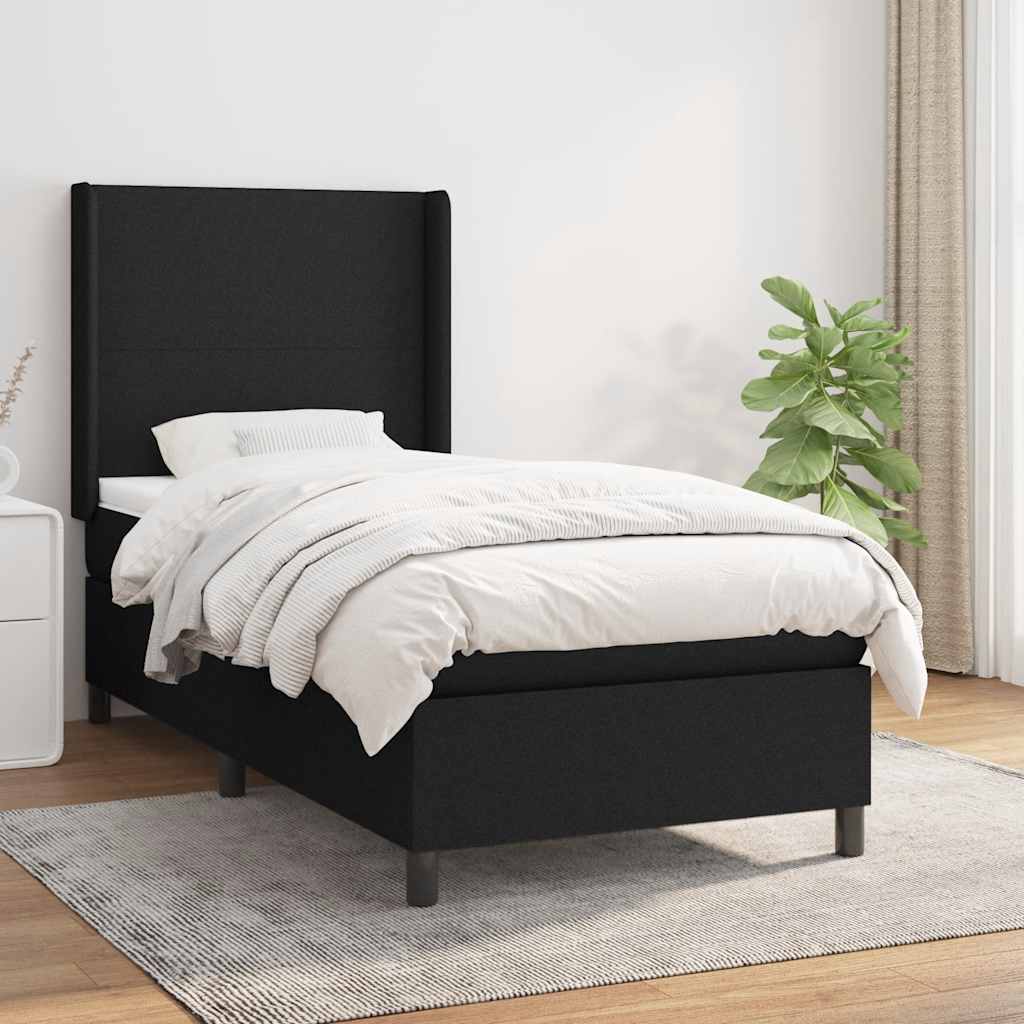 kontinentalseng med madras 90x190 cm stof sort