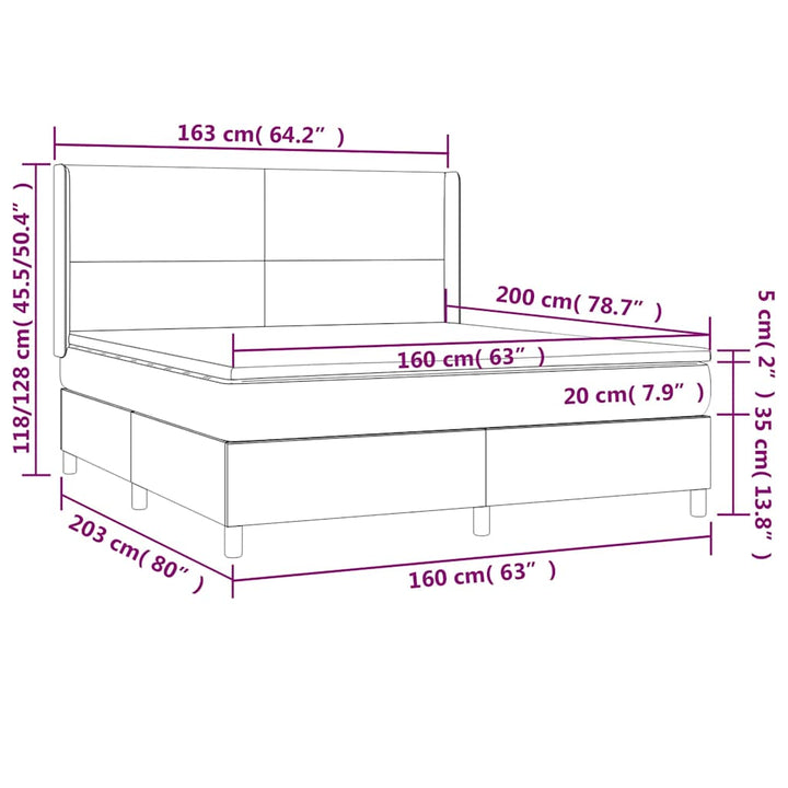kontinentalseng med madras 160x200 cm stof sort